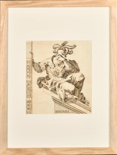 Fine 1700's Italian Old Master Ink & Wash Drawing Roman Allegorical Insubria