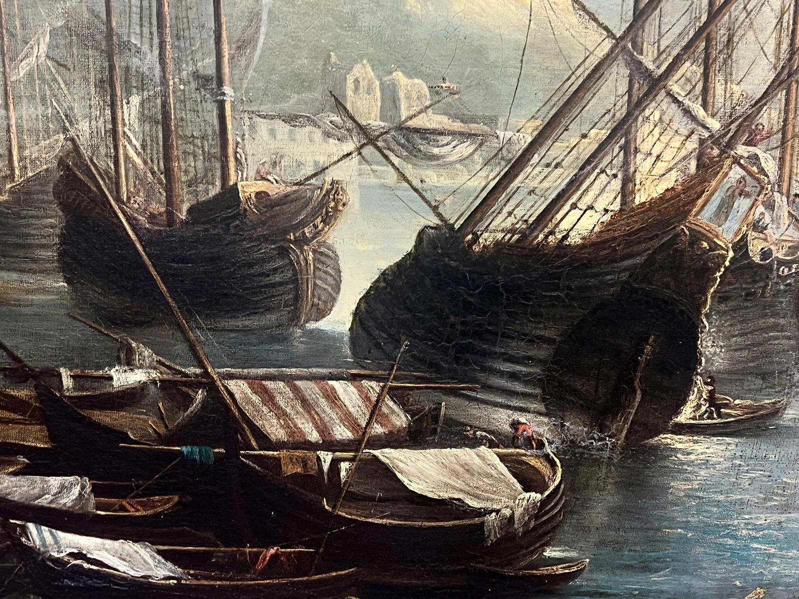 The Merchants Port
Italian School, 18th century
oil painting on canvas, framed
framed: 37 x 58 inches
canvas: 32 x 52 inches
provenance: private collection, UK
condition: very good and sound condition, relined canvas, minor surface scuff marks. 
