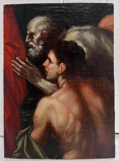 Muscled männlicher Akt, Ölgemälde, 18. Jahrhundert, Italienischer Altmeister, Alter und junger Mann