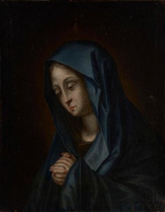 The Madonna at Prayer Fine 18th Century Italian Oil Painting 