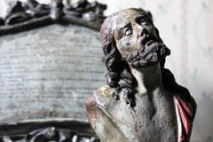 18th Century Italian Polychromed Earthenware Bust of Christ, circa 1750