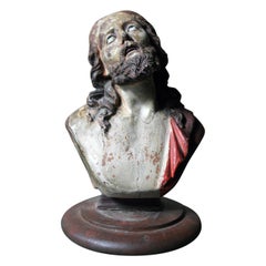 18th Century Italian Polychromed Earthenware Bust of Christ, circa 1750