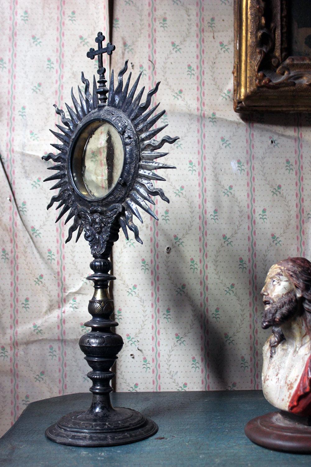 Silver Plate Italian Silver-Plated Bronze Catholic Ostensory or Monstrance, circa 1780