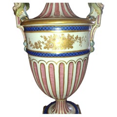 18thc Large Antique French Sevres Porcelain Vase/ Covered Urn Ammon-Ra w/Bronze
