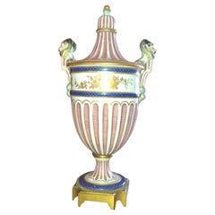 18thc Large Antique French Sevres Porcelain Vase/ Covered Urn Ammon-Ra w/Bronze