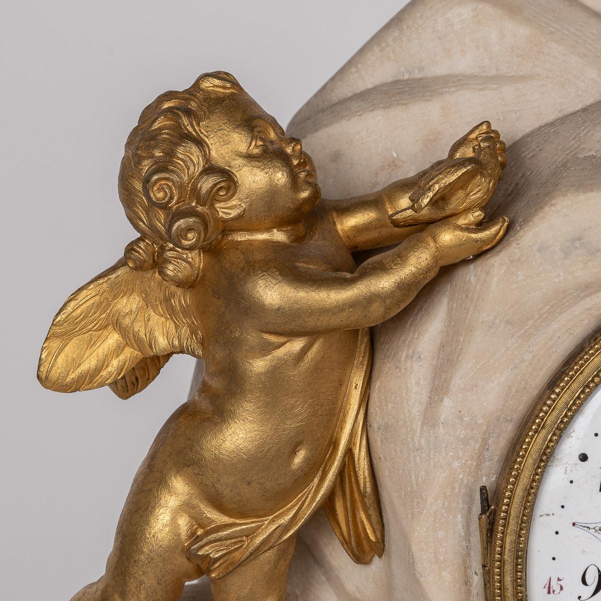 18thC Louis XVI French Gilt Bronze & Marble Clock By Rouvière A Paris c.1785 For Sale 8