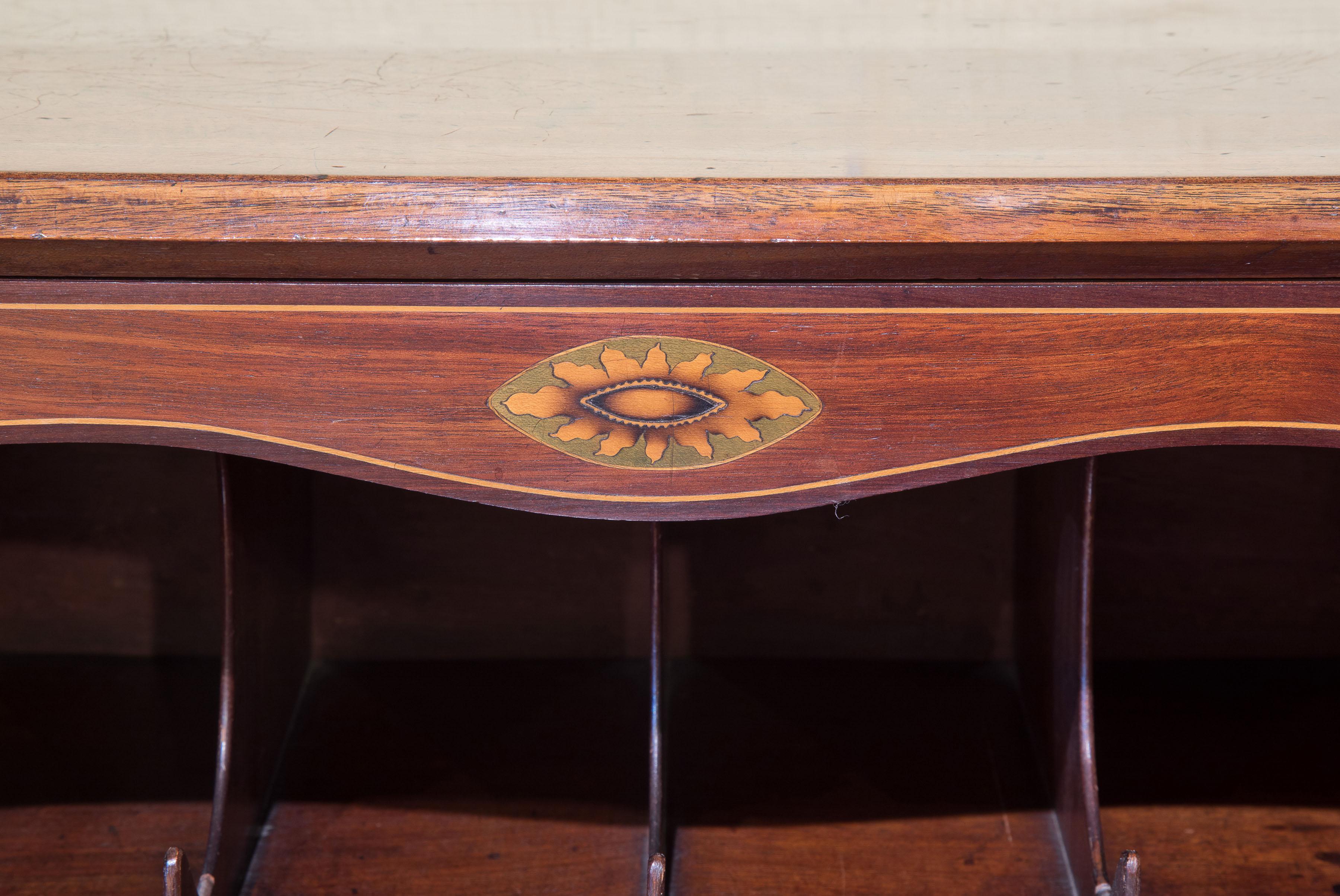 18th Century and Earlier 18th Century Mahogany Bureau with Inlaid Interior and Secret Drawers, circa 1780 For Sale