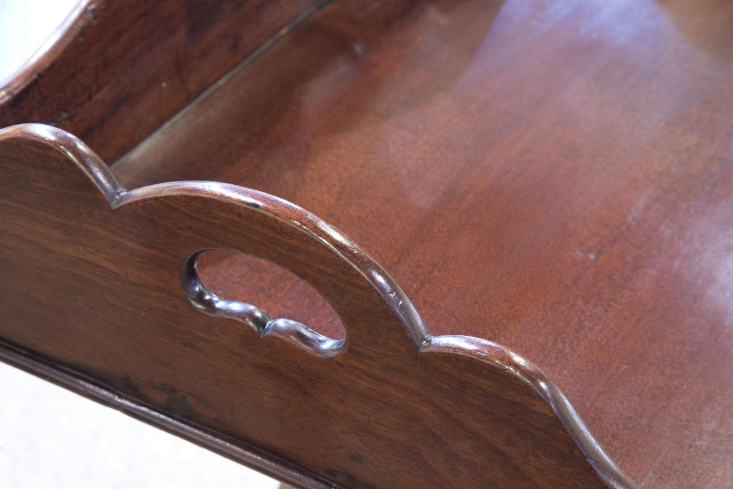 18th Century 18thc Mahogany Butlers Tray with Shaped Gallery