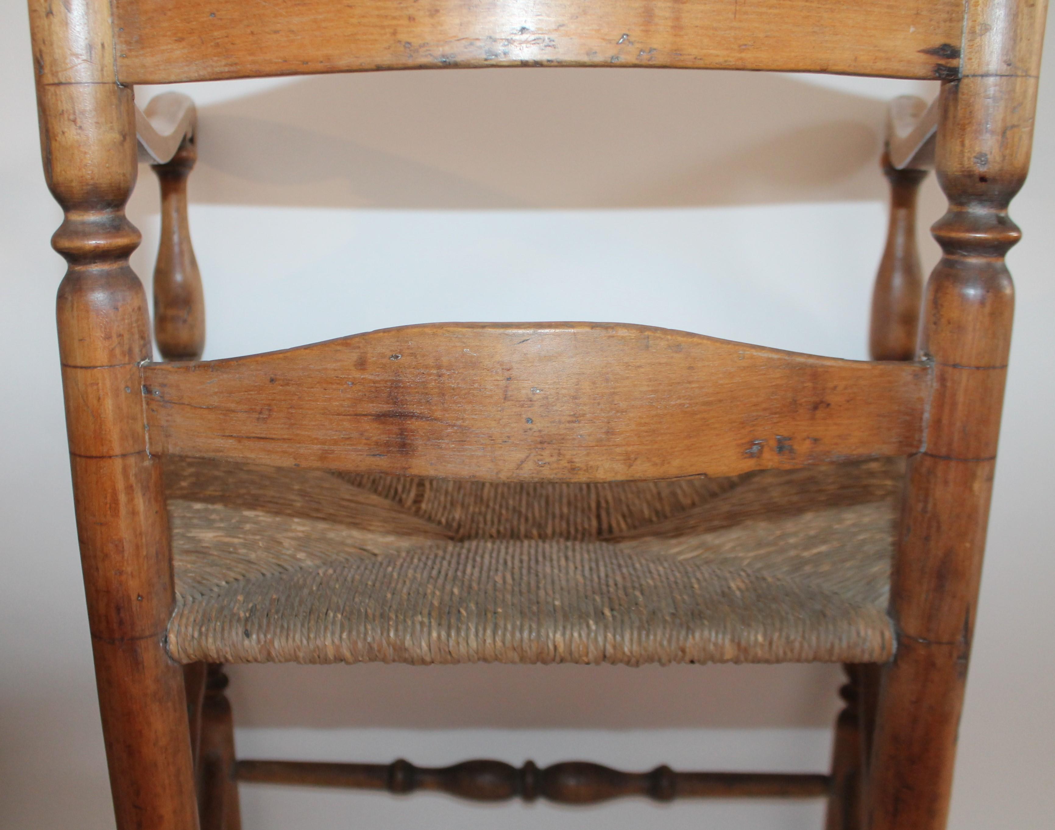 Hand-Crafted 18thc New England Ladder Back Armchair For Sale