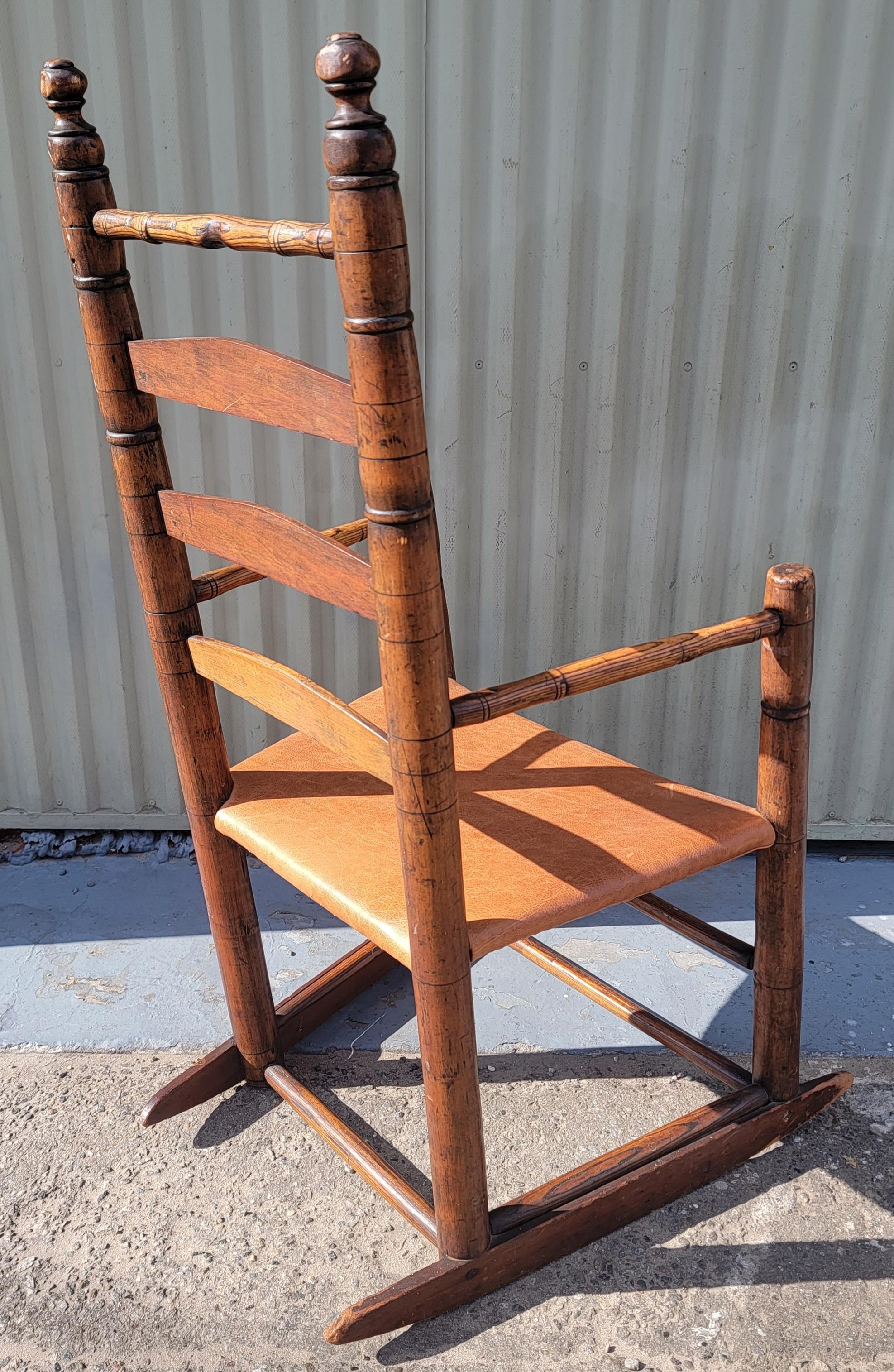 American 18Thc  New England Ladder Back Rocking Chair For Sale