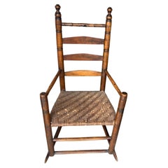 Used 18Thc New England Rocking Chair W/ Original Rush Seat