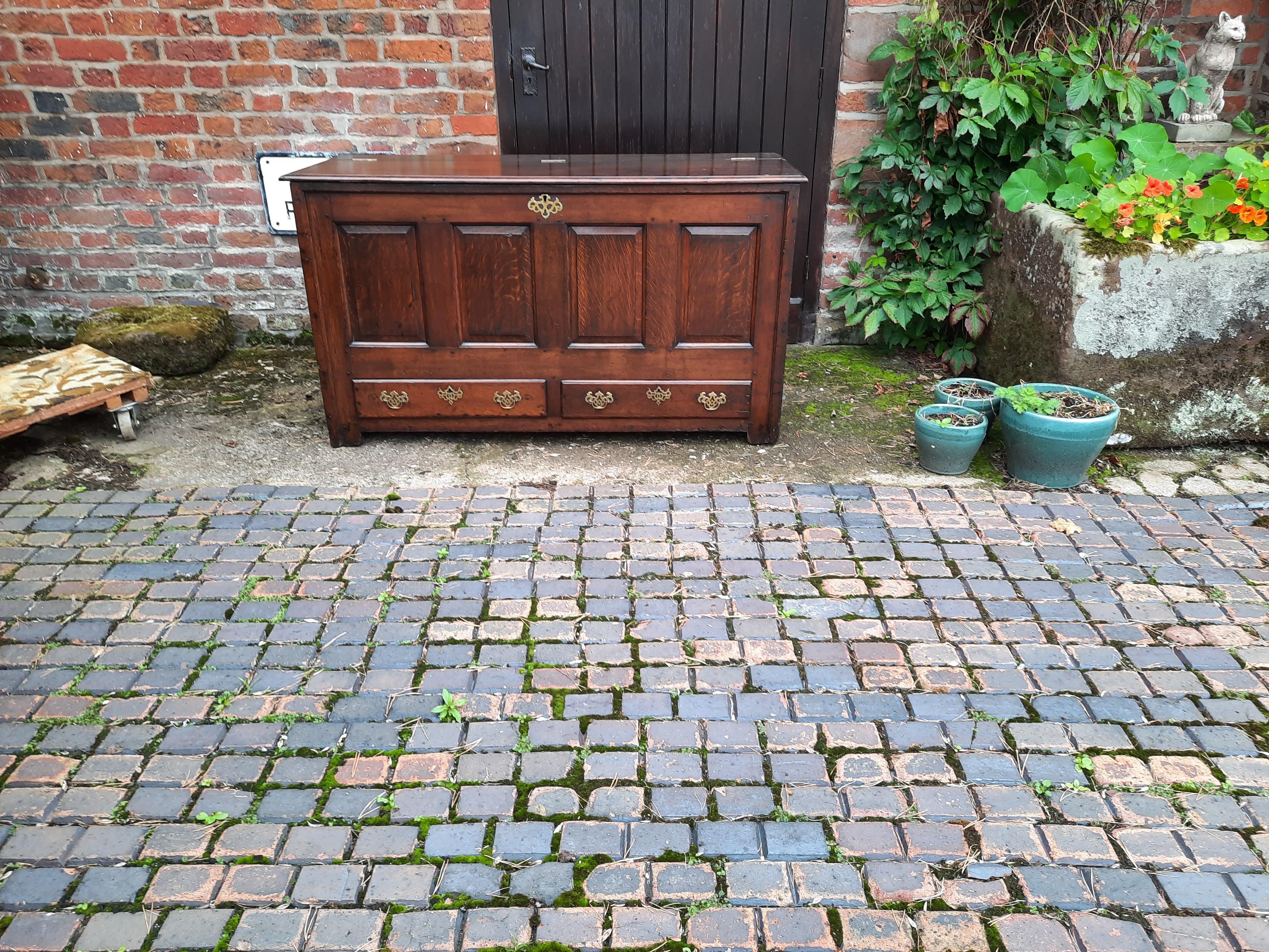 Country 18thC Oak Lancashire Mule Chest For Sale