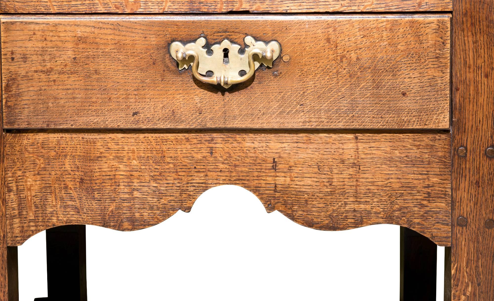 18th c Oak Pot Board Dresser with Rack and Original Wide Backboards For Sale 1