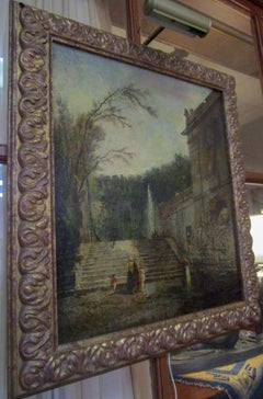 18thc Oil Painted Capriccio Landscapes in the manner of Jean-Honoré Fragonard