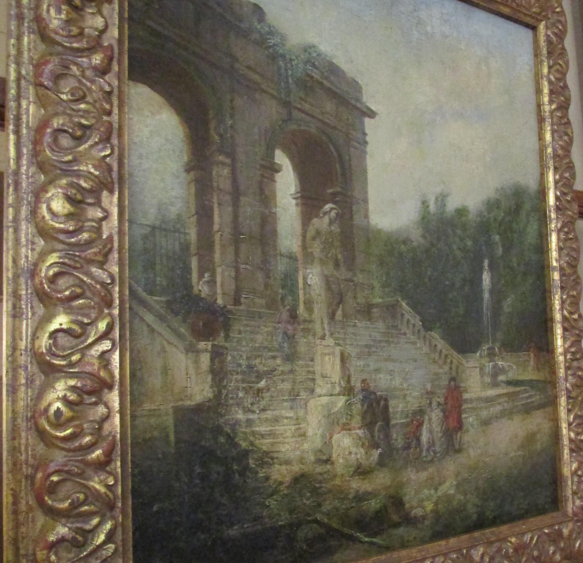 18thc Oil Painted Capriccio Landscapes in the manner of Jean-Honoré Fragonard For Sale 1