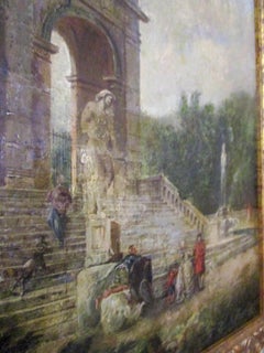 18thc Oil Painted Capriccio Landscapes in the manner of Jean-Honoré Fragonard