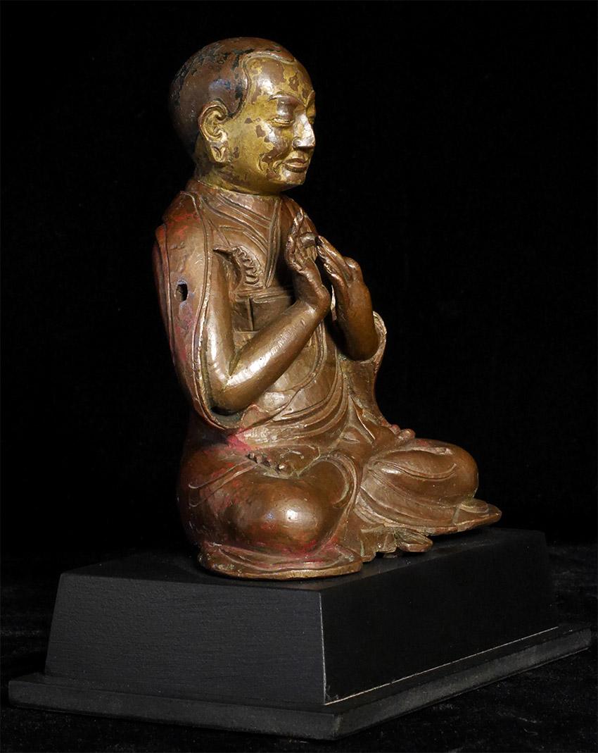 Asian 18thC or Earlier Tibet Bronze Buddhist Monk, Best Qulity, Authentic - 7711 For Sale