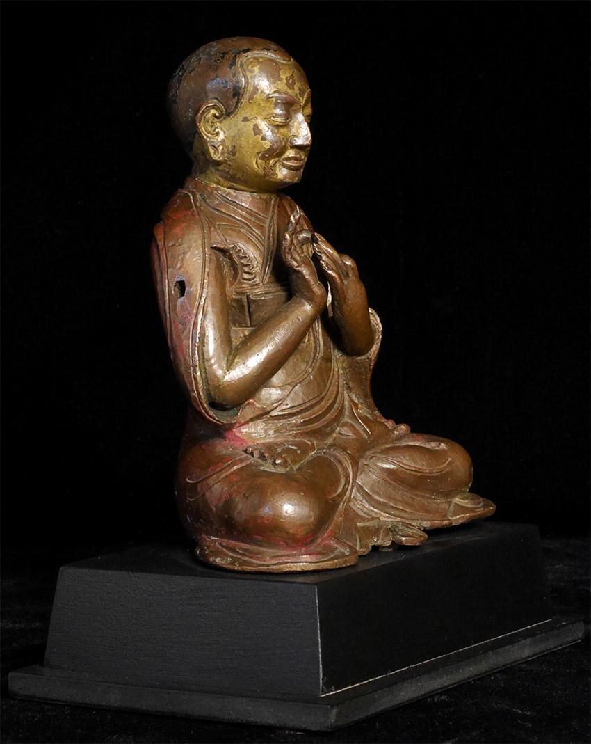 Monje budista de bronce del Tíbet del siglo XVIII o anterior, de gran calidad, auténtico - 7711 Asiático en venta