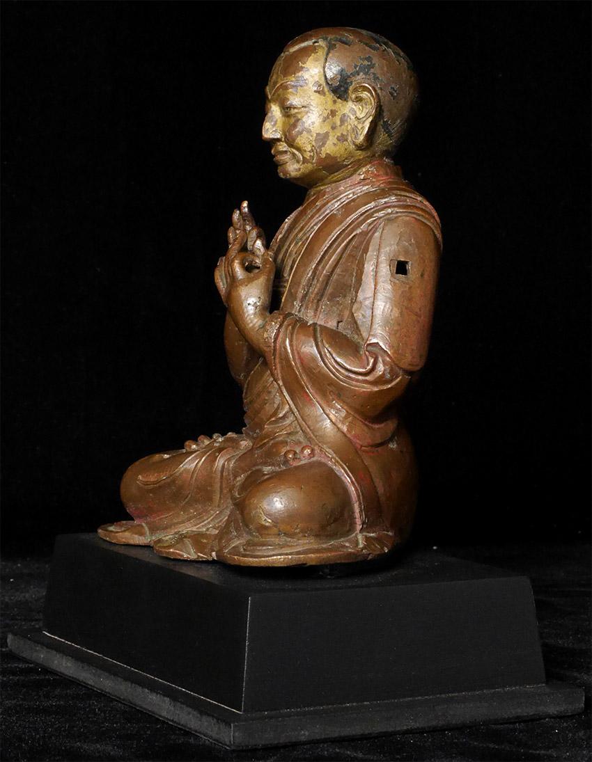 18thC or Earlier Tibet Bronze Buddhist Monk, Best Qulity, Authentic - 7711 In Good Condition For Sale In Ukiah, CA