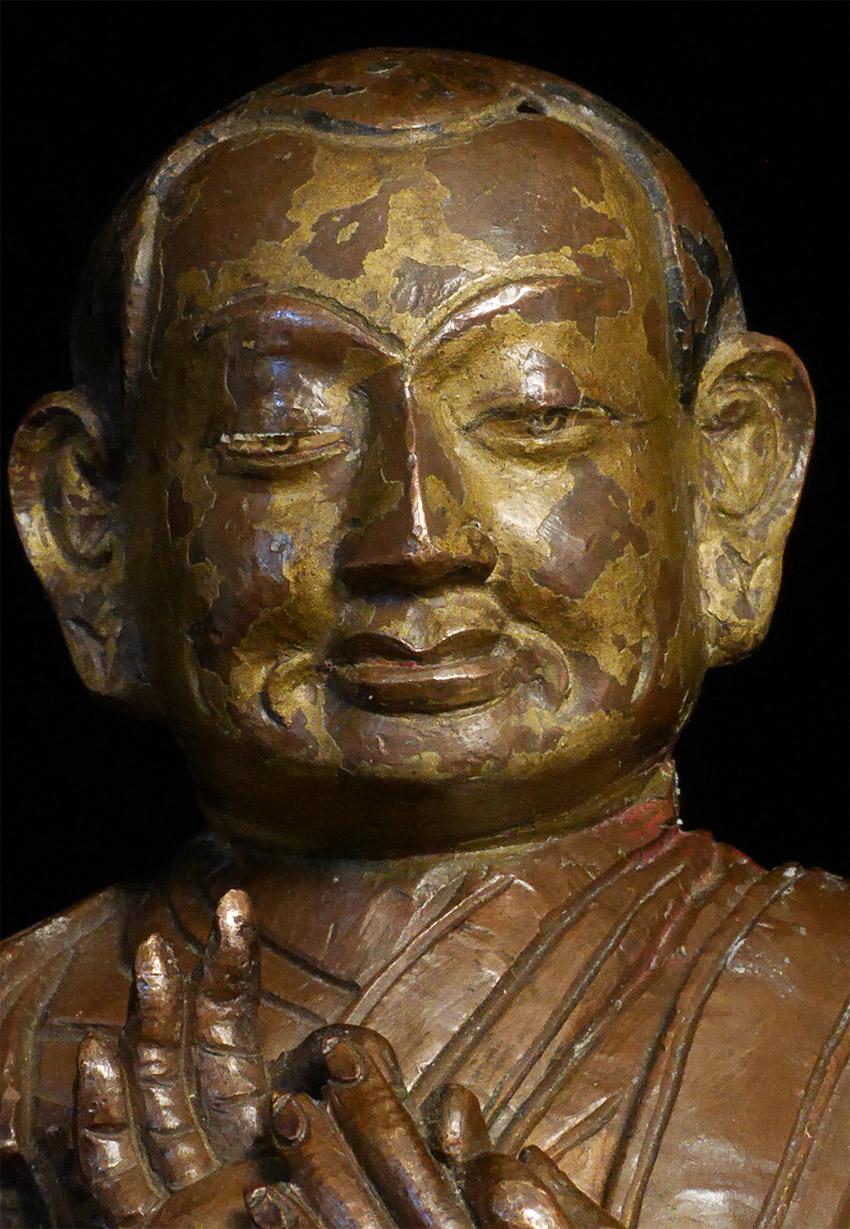17th Century 18thC or Earlier Tibet Bronze Buddhist Monk, Best Qulity, Authentic - 7711 For Sale