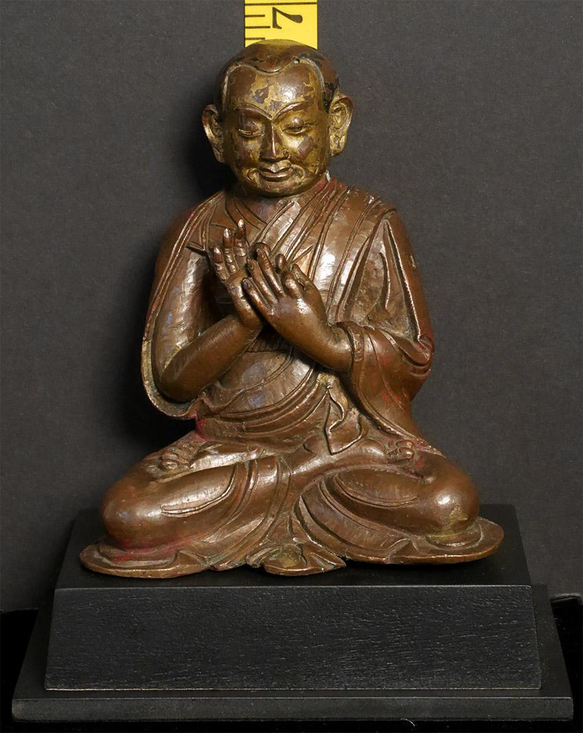 18thC or Earlier Tibet Bronze Buddhist Monk, Best Qulity, Authentic - 7711 For Sale 1