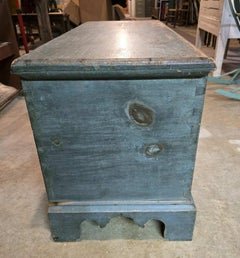 18Thc Original Blue Painted Blanket Chest From New England