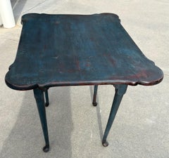 18Thc Original Blue Painted Walnut Tea Table