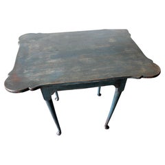 18Thc Original Blue Painted Walnut Tea Table