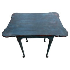 18Thc Original Blue Painted Walnut Tea Table
