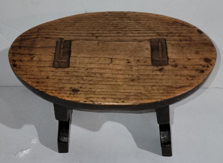 Adirondack 18Thc Original Painted & Mortised Walnut Bench / Foot Stool From Pennsylvania  For Sale