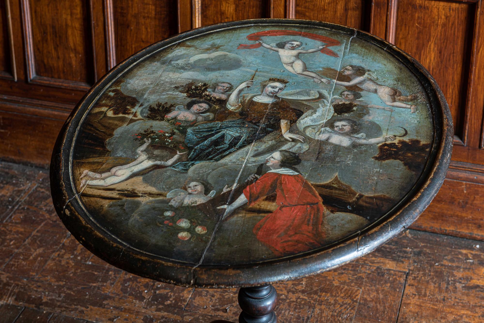 18th Century Painted Mahogany Tilt-Top Tripod Table 1