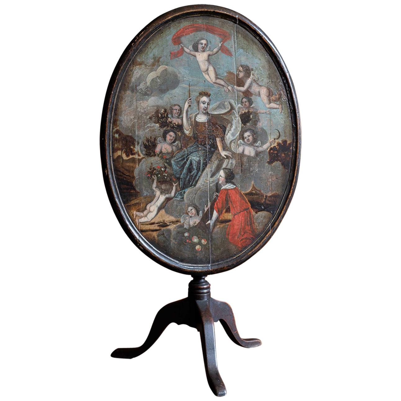 18th Century Painted Mahogany Tilt-Top Tripod Table