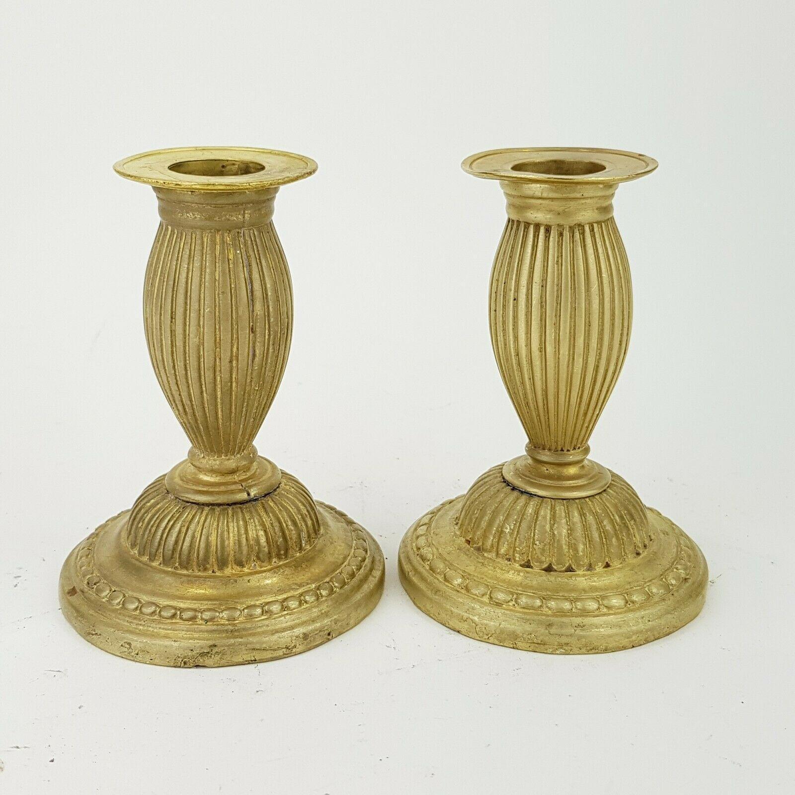 18thc Pair Louis XVI Fire Gilt Bronze Candlesticks/ Candle Holders For Sale 1