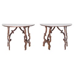 18thC Provincial Italian Walnut Demi Lune Table