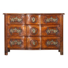 18thC Provincial Louis XV Fruitwood Serpentine Commode