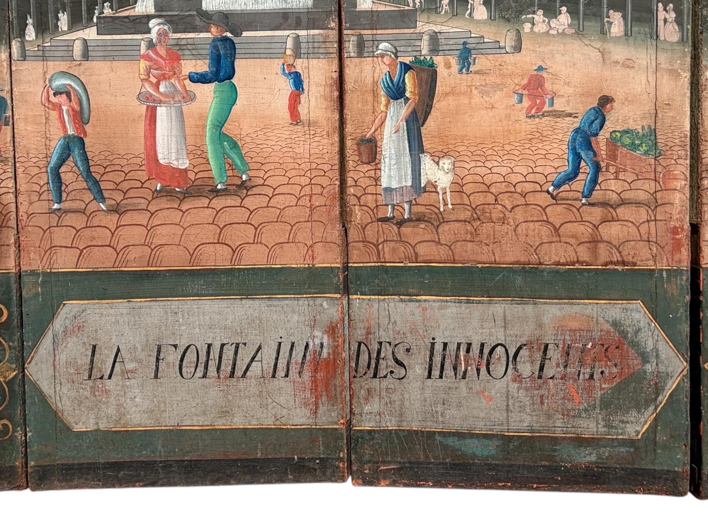 18th Century 18thC School of Brueghel French Four Panel Folding Screen For Sale