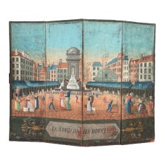 Paravent à quatre panneaux de l'Ecole de Brueghel, France, XVIIIe siècle