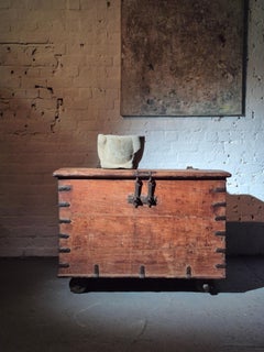 18thC teak iron bound chest