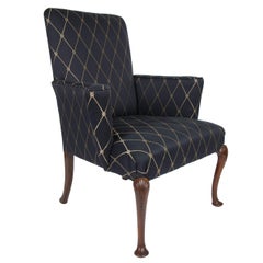 18thC Walnut period Wing Armchair reupholstered, English George 1st Ca 1720