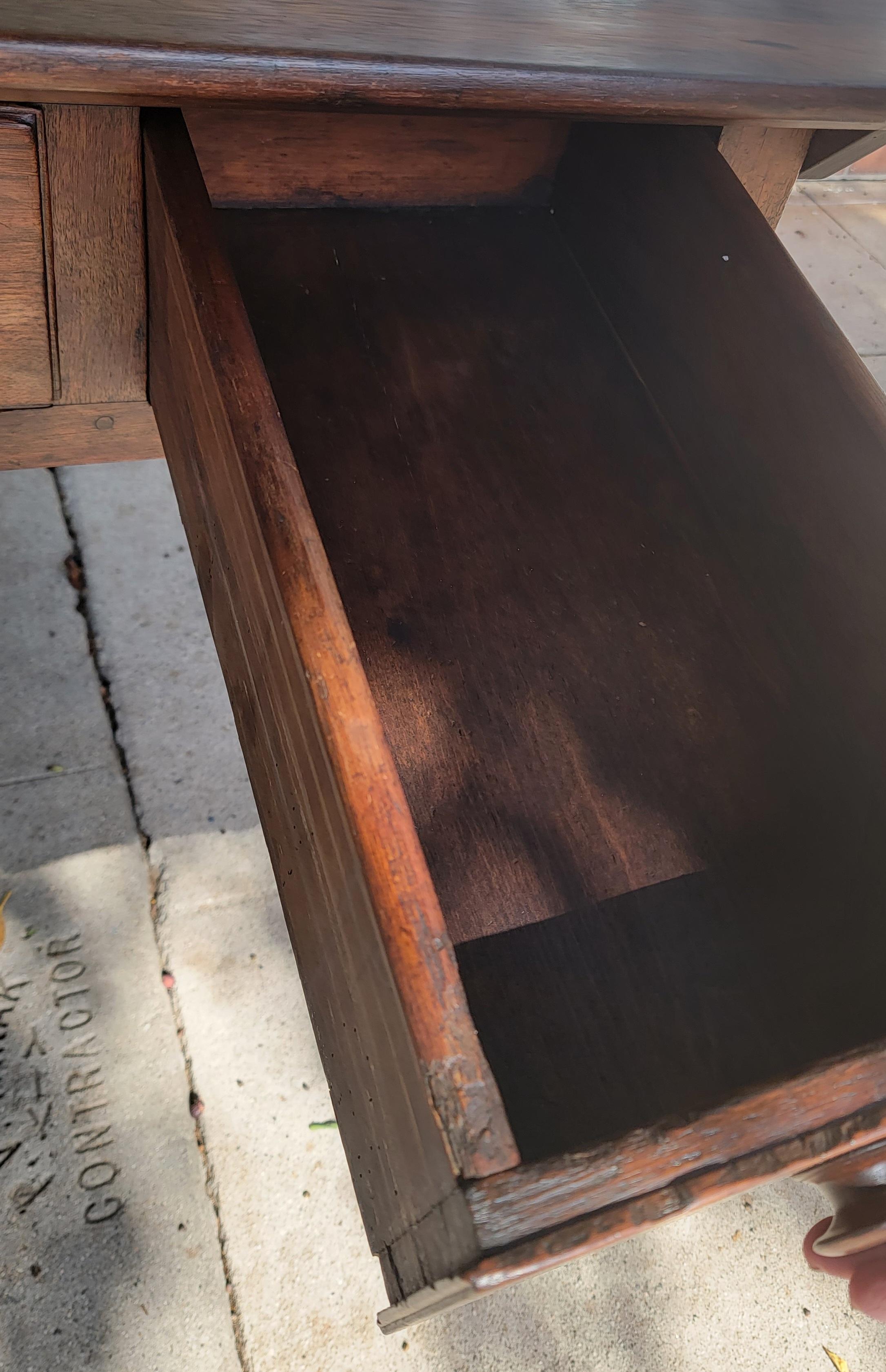 Adirondack 18thc Walnut Tavern Table with Drawers For Sale