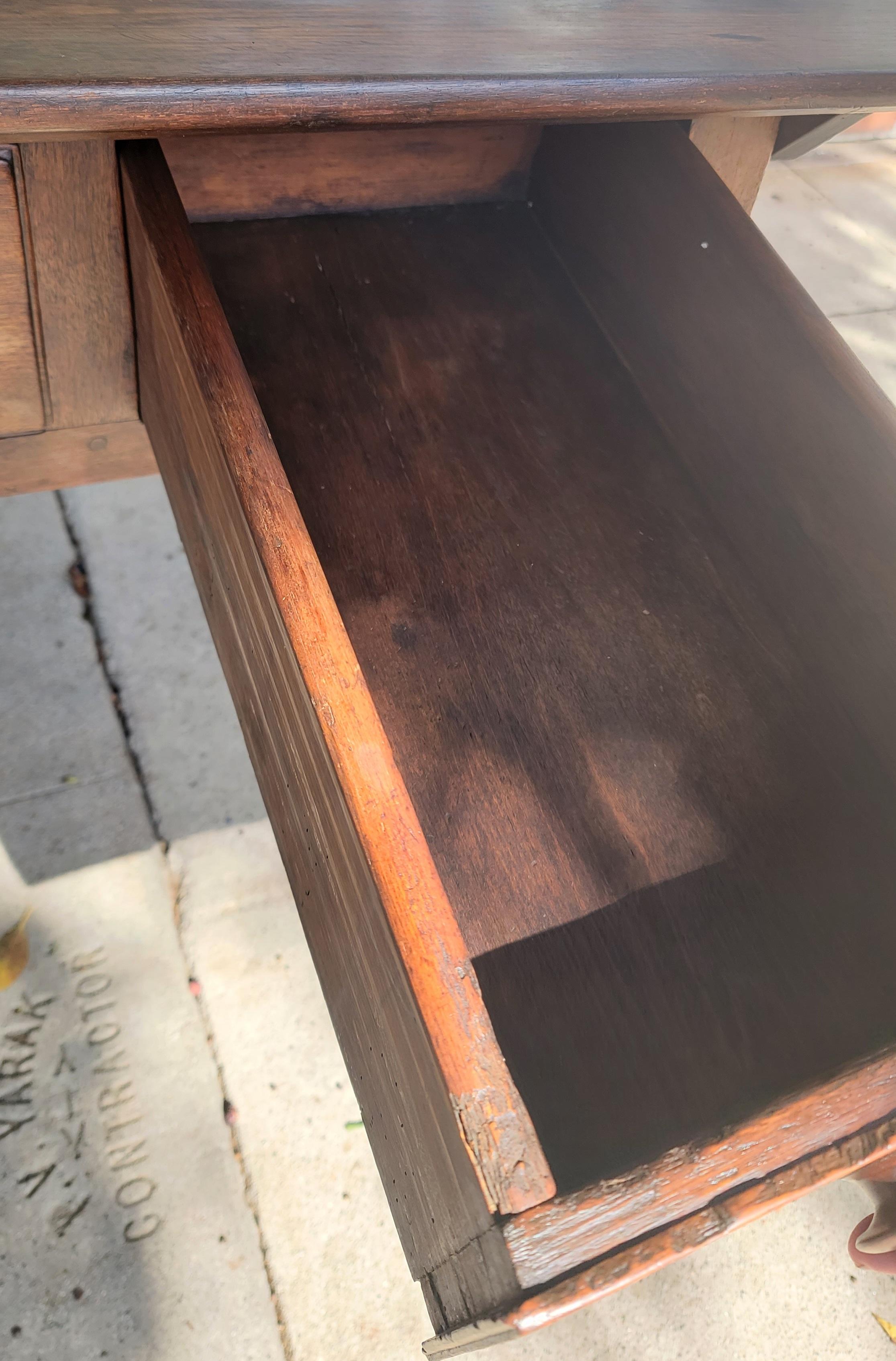 Hand-Crafted 18thc Walnut Tavern Table with Drawers For Sale
