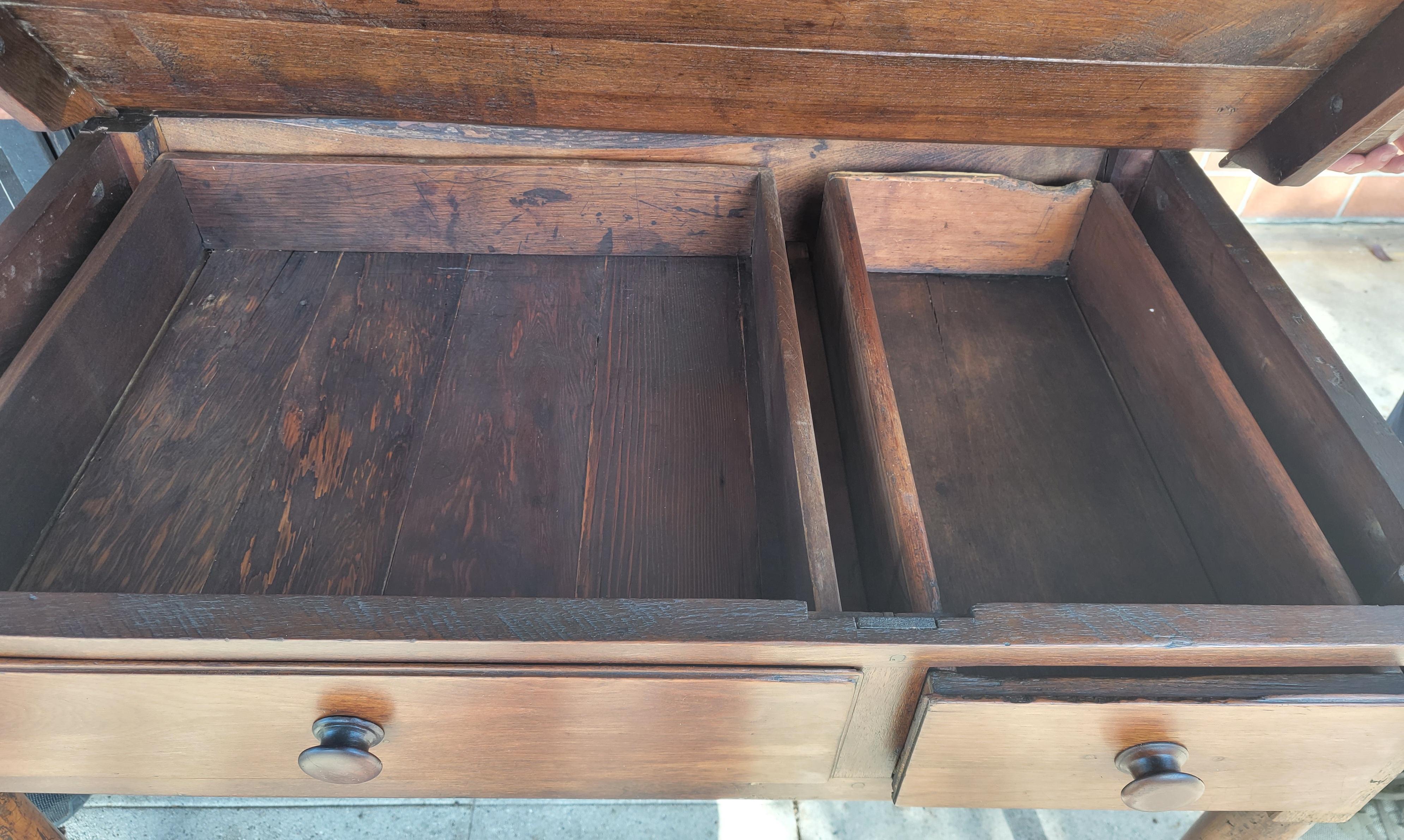 18th Century 18thc Walnut Tavern Table with Drawers For Sale