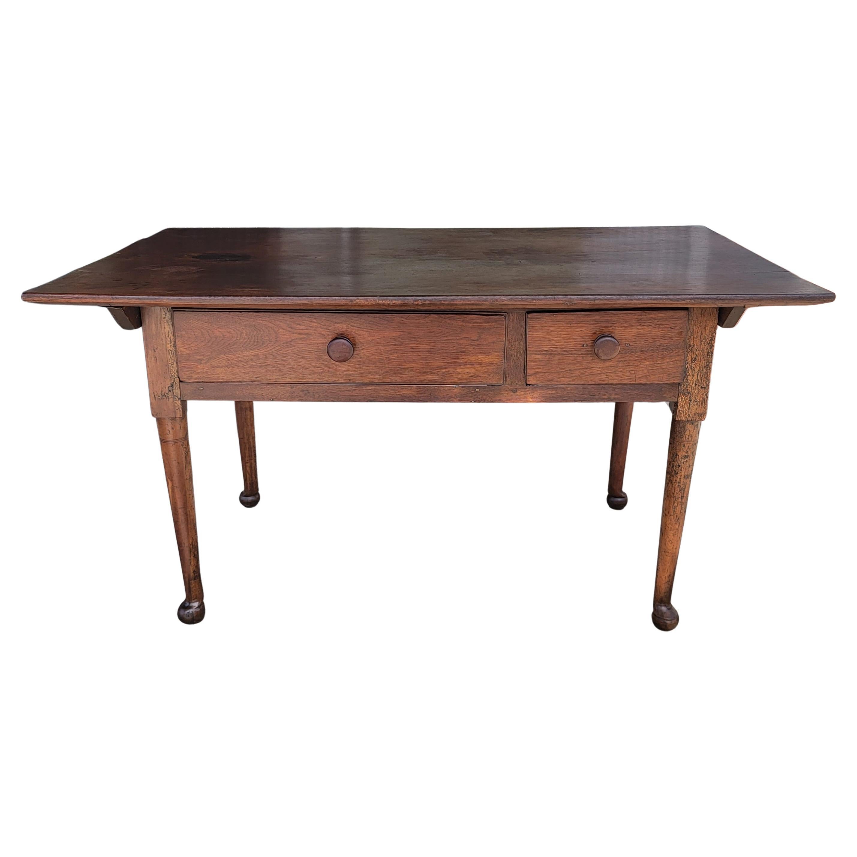18thc Walnut Tavern Table with Drawers For Sale