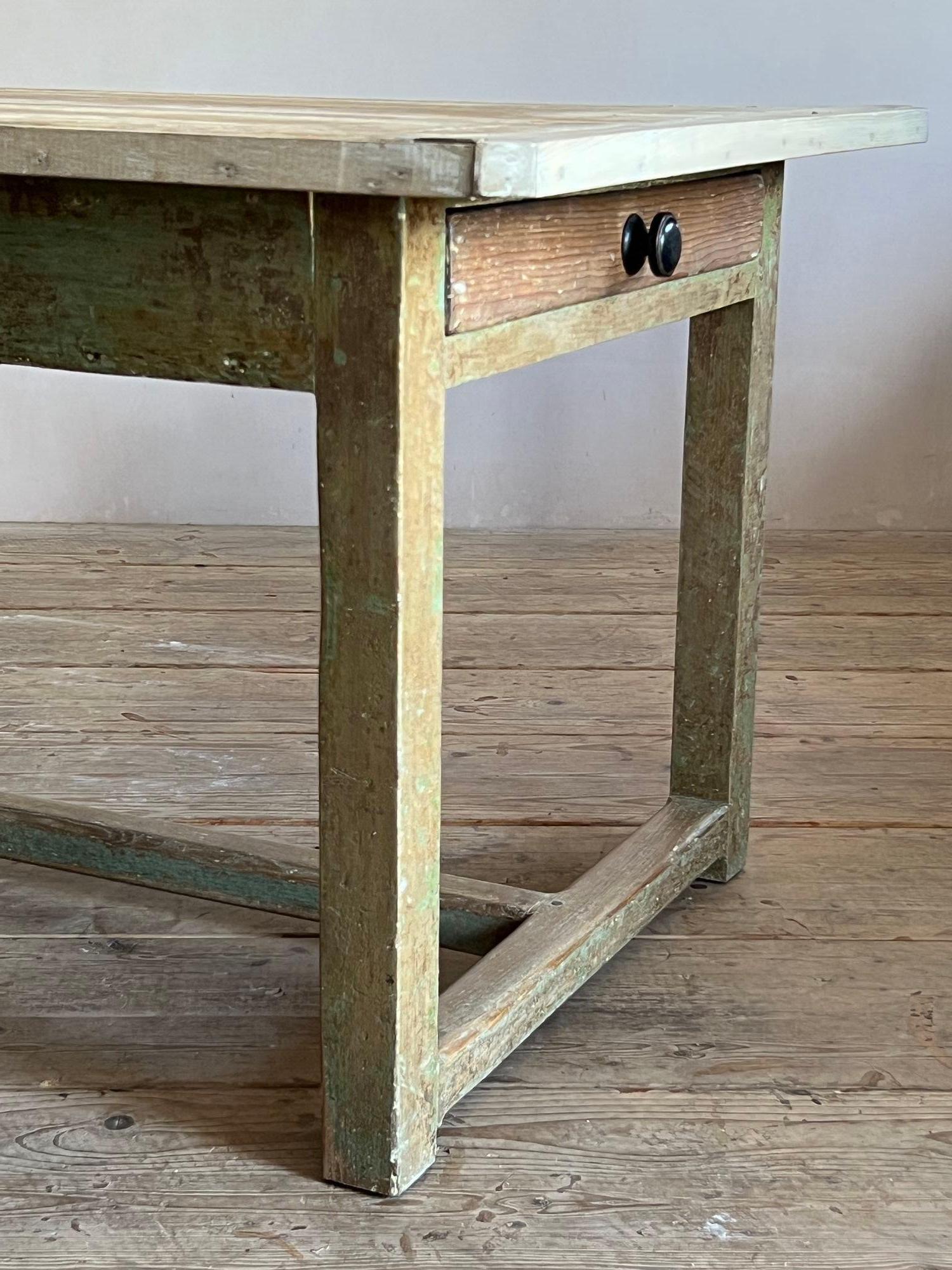Elm 18thC Westmorland Scrub Top Farmhouse Table
