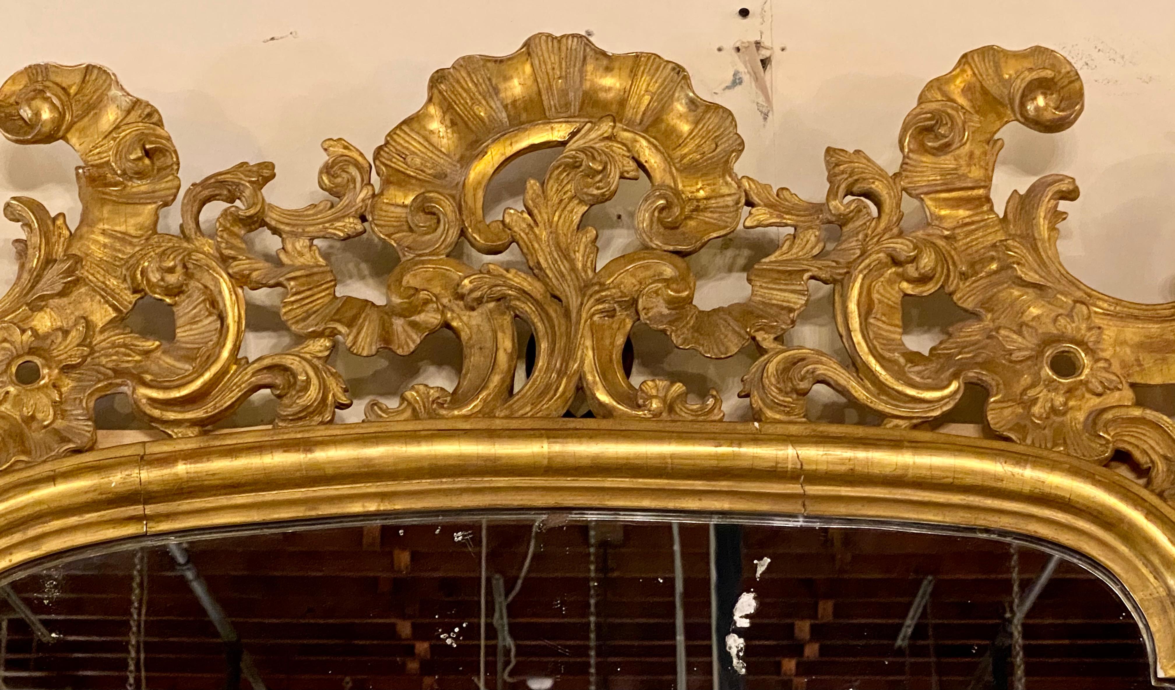 French 18th Century-Early 19th Century Giltwood Mirror, over the Mantle Wall or Console