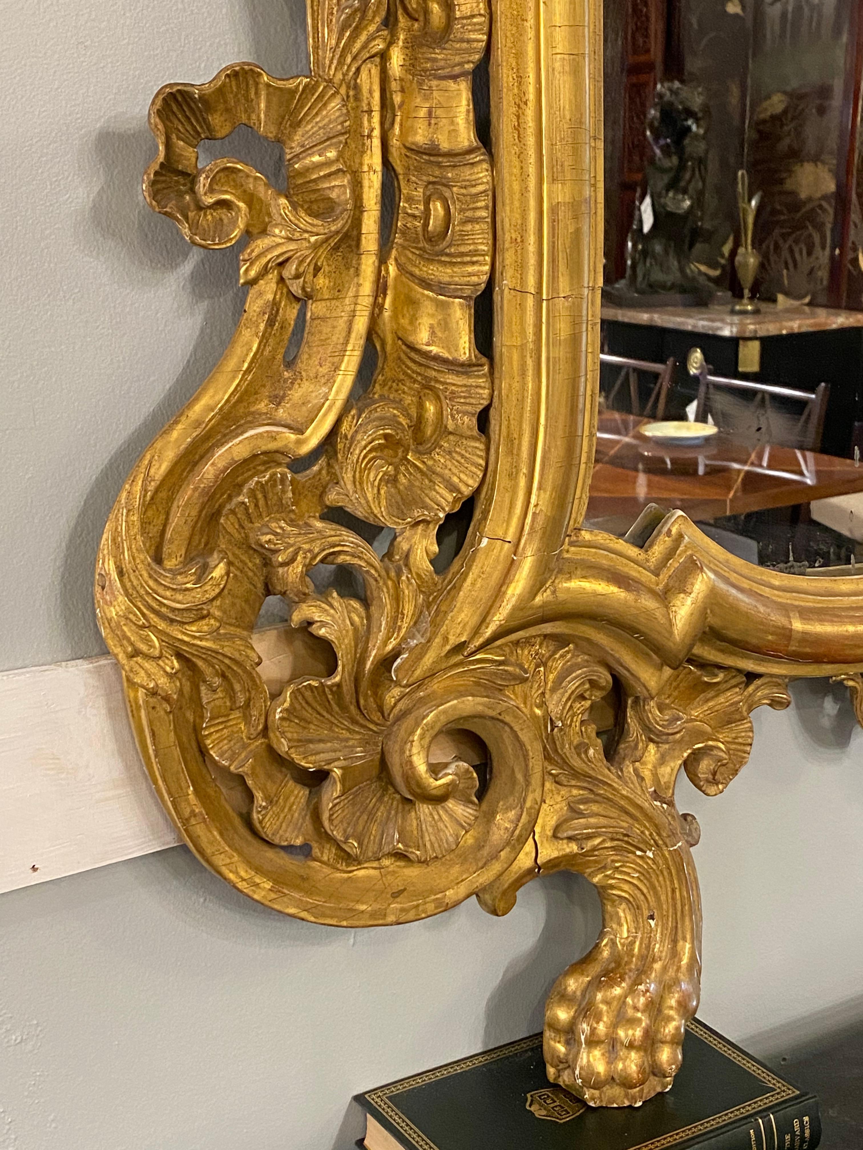 18th Century-Early 19th Century Giltwood Mirror, over the Mantle Wall or Console 2