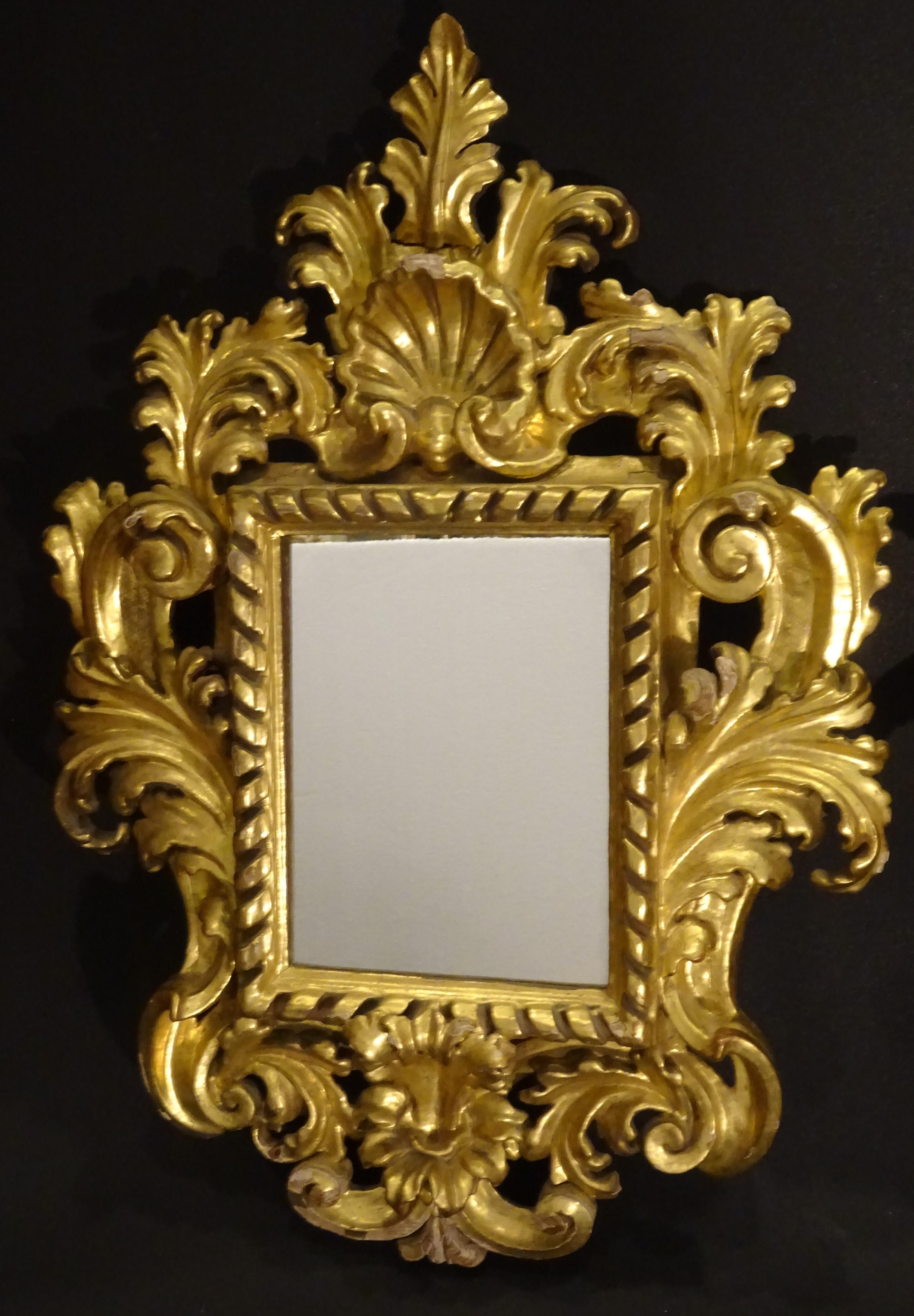 18th French Mirrors Carved and 24-Karat Gilded Couple of Baroque Mirrors 7