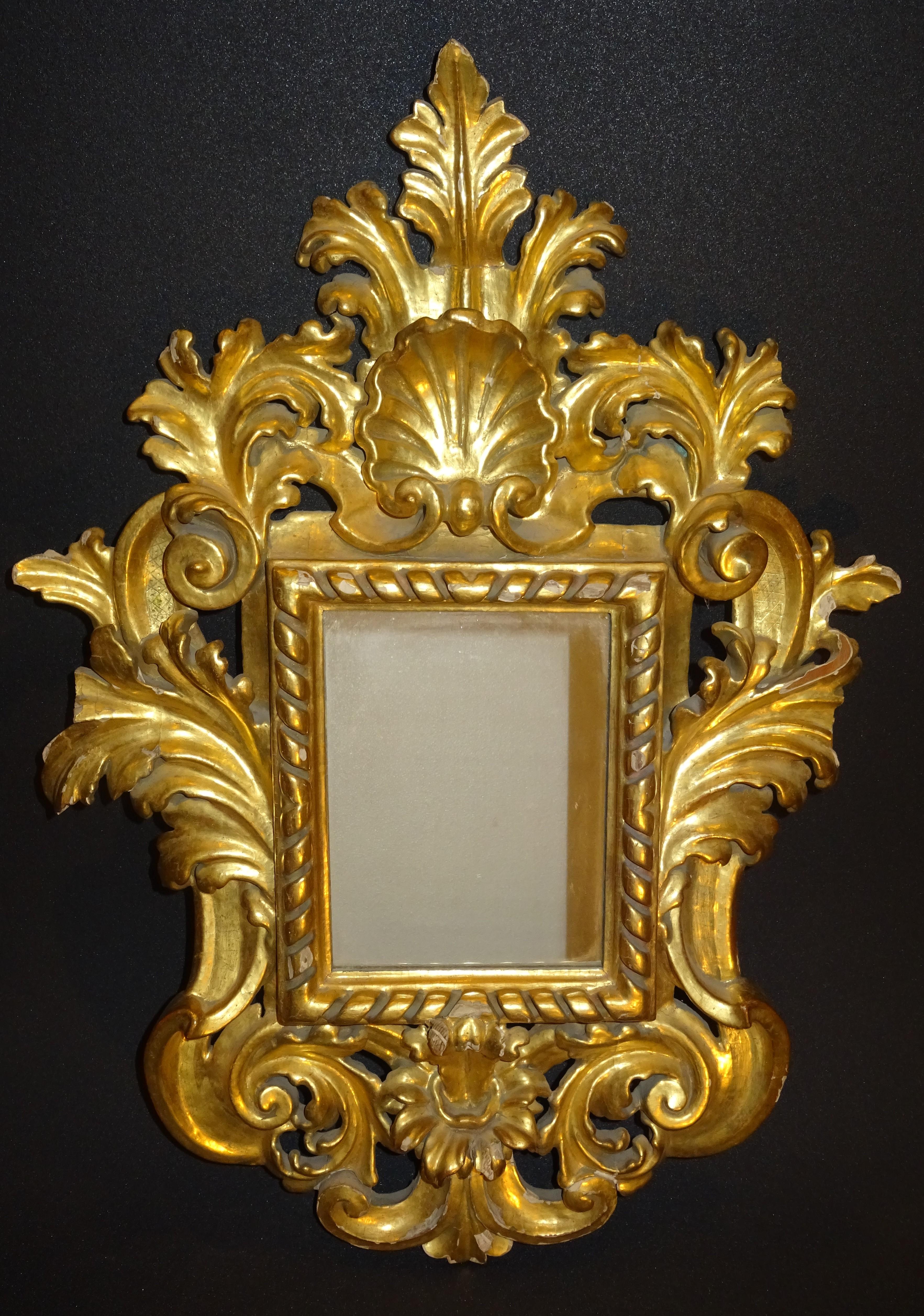 18th French Mirrors Carved and 24-Karat Gilded Couple of Baroque Mirrors In Good Condition In Valladolid, ES