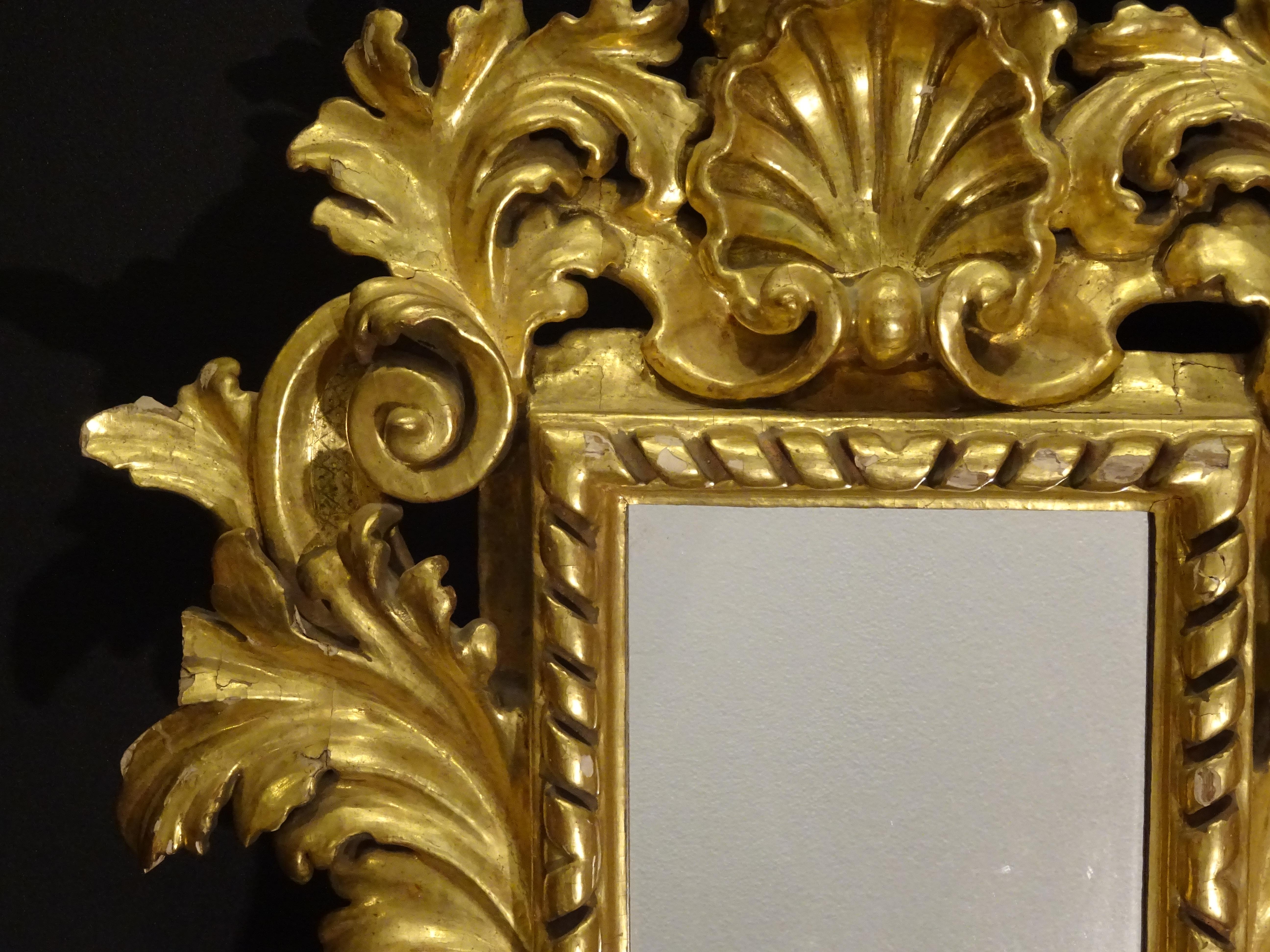 18th French Mirrors Carved and 24-Karat Gilded Couple of Baroque Mirrors 1