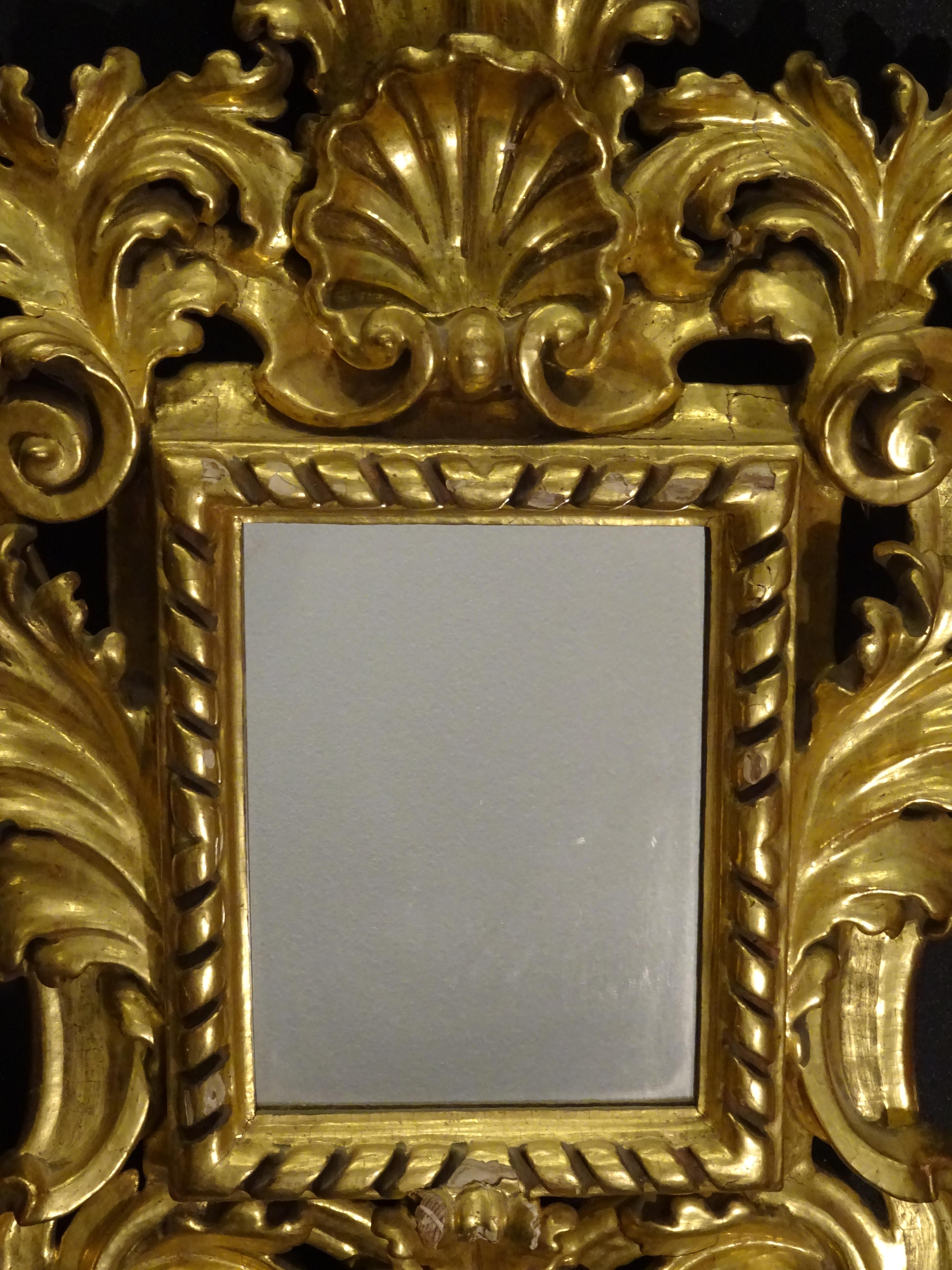 18th French Mirrors Carved and 24-Karat Gilded Couple of Baroque Mirrors 3